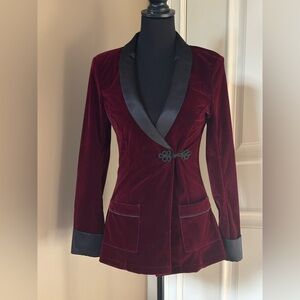 Woman’s Playboy Smoke Lounge Madam Jacket Burgundy Velvet RN123650 Sz Small